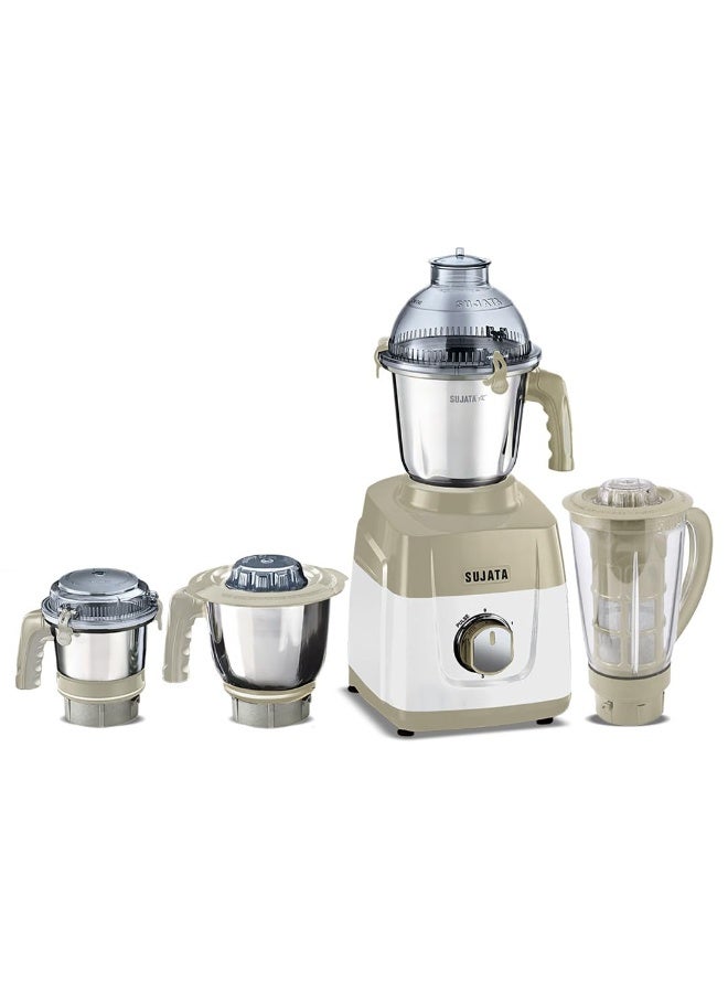 Sujata MG03 Mixer Grinder |1000 Watts Double Ball Bearing Motor|24000 RPM|Non-Stop 90 Mins Running|4 Jars including 1750ml Blender with Coconut Milk Extractor, 1500ml, 1000ml, 500ml Jar| Beige & White - Image 1