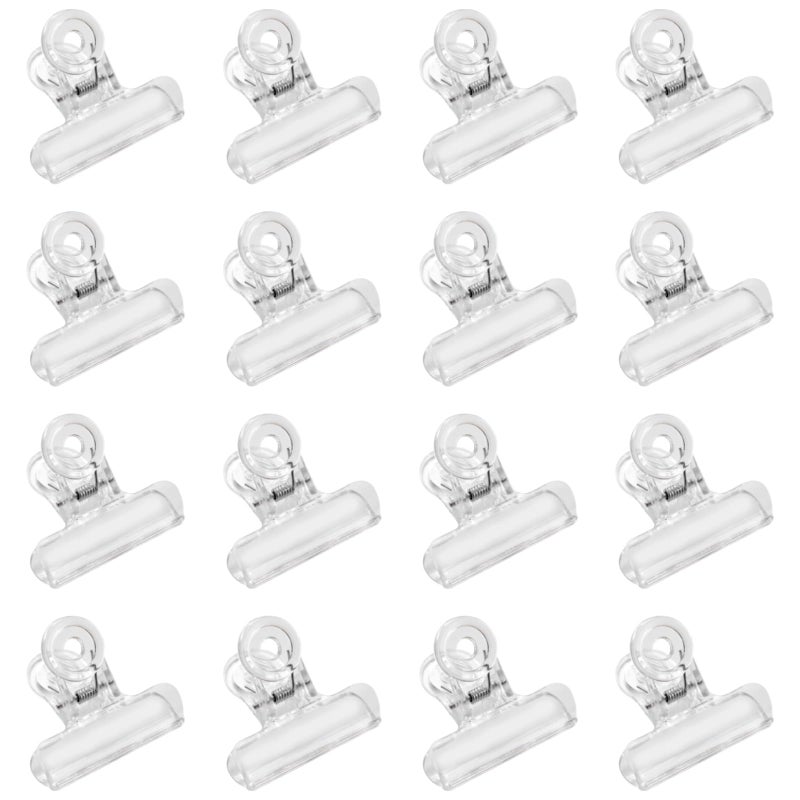 Yueton 24pcs Plastic Bulldog Clips, Utility Paper Clips, Hinge Clips for Home, Office Use (Clear) - Image 1