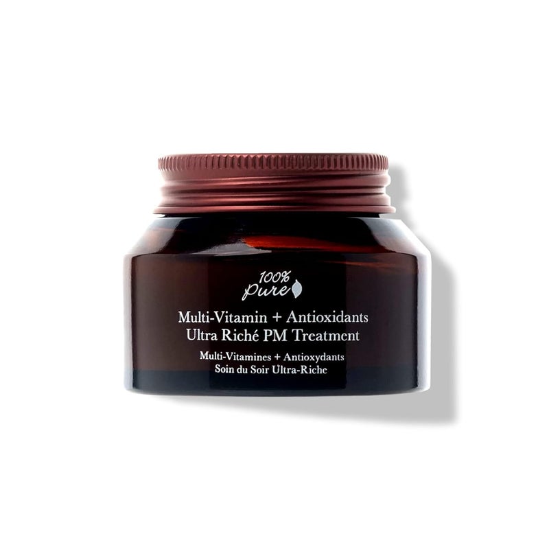 100 % Pure 100% PURE Multi-Vitamin + Antioxidants Ultra Riche PM Treatment Skin Renewing Night Cream Vitamin C & Retinol Facial Moisturizer, Powerful Anti-Aging Moisture Replenishment - 1.5 oz - Image 1