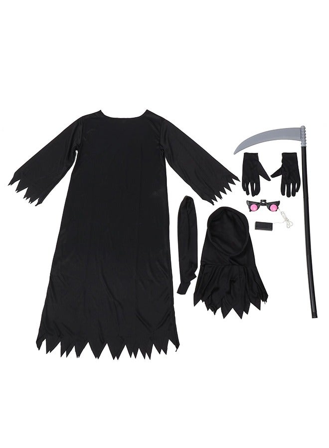 JCB CHIC Halloween costume for kids adult,Grim Reaper Costume Cosplay Kit,Halloween Masquerade Costume,Cape,Gloves,Face Cover,Glasses,Halloween Cosplay Scary Dressup Halloween Horror Costume(M) - Image 3