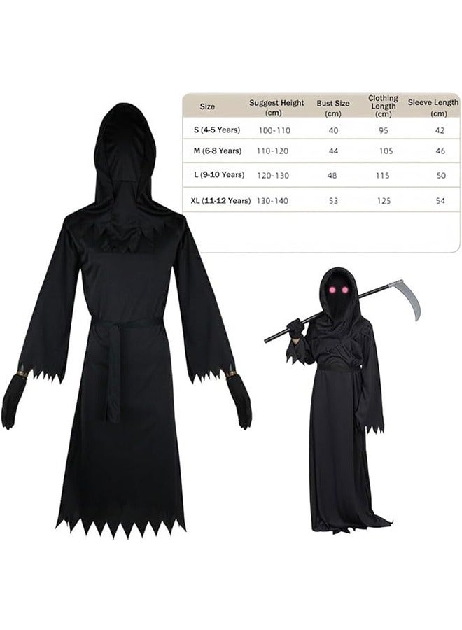 JCB CHIC Halloween costume for kids adult,Grim Reaper Costume Cosplay Kit,Halloween Masquerade Costume,Cape,Gloves,Face Cover,Glasses,Halloween Cosplay Scary Dressup Halloween Horror Costume(M) - Image 4