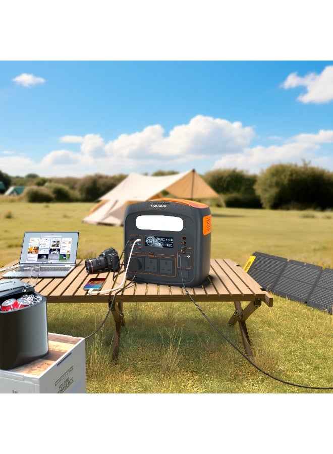 بورودو محطة طاقة محمولة Forcebase بقوة 1500 وات وسعة 1102.5 وات في الساعة مع إضاءة LED متعددة الأوضاع ومولد شحن سريع PD بقوة 100 وات / شحن بالطاقة الشمسية / مدخل طاقة شمسية فعال / شحن سريع لمدة 1.3 ساعة / منافذ إخراج متعددة / منفذ 3 تيار متردد / طاقة احتياطية فورية - أسود/برتقالي - Image 4