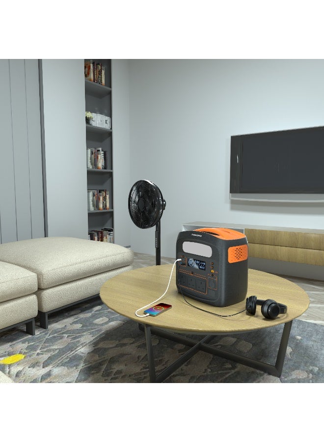 بورودو محطة طاقة محمولة Forcebase بقوة 1500 وات وسعة 1102.5 وات في الساعة مع إضاءة LED متعددة الأوضاع ومولد شحن سريع PD بقوة 100 وات / شحن بالطاقة الشمسية / مدخل طاقة شمسية فعال / شحن سريع لمدة 1.3 ساعة / منافذ إخراج متعددة / منفذ 3 تيار متردد / طاقة احتياطية فورية - أسود/برتقالي - Image 3