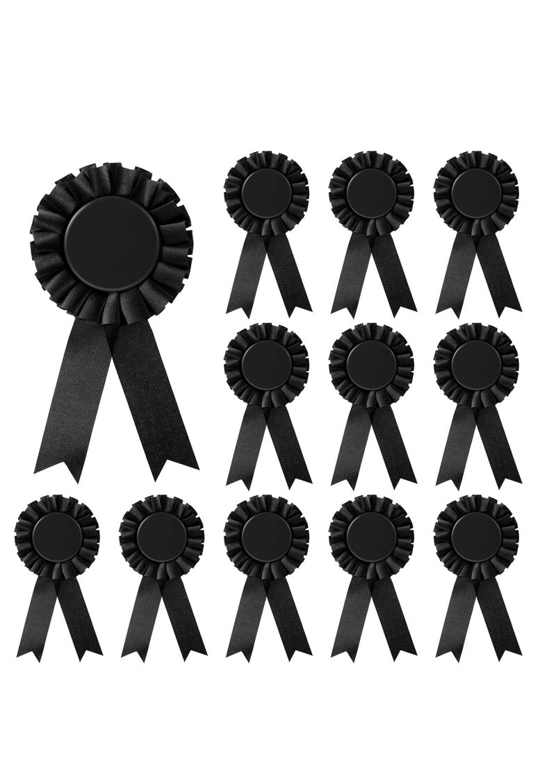 KASTWAVE 12 Pieces Blank Award Ribbons, 1st Place Rosette Ribbon Prize, Deluxe Recognition Ribbons for Competition, Sports Event, School, Contests (Black) - Image 1