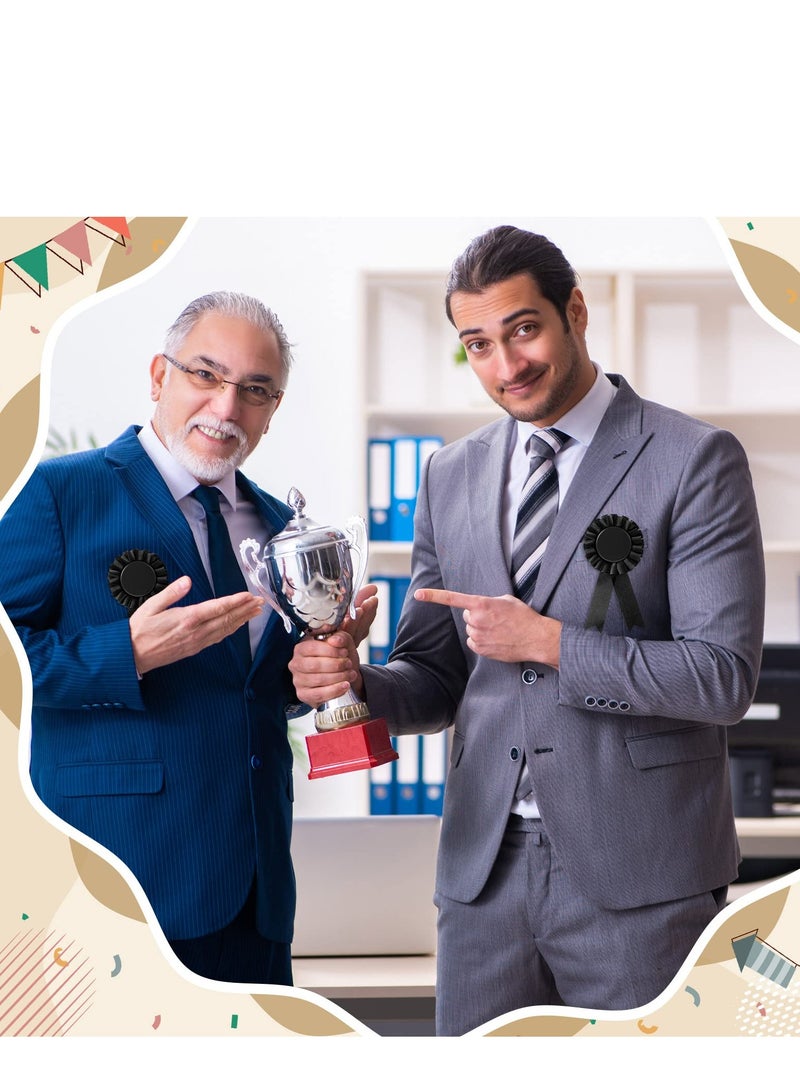 KASTWAVE 12 Pieces Blank Award Ribbons, 1st Place Rosette Ribbon Prize, Deluxe Recognition Ribbons for Competition, Sports Event, School, Contests (Black) - Image 5