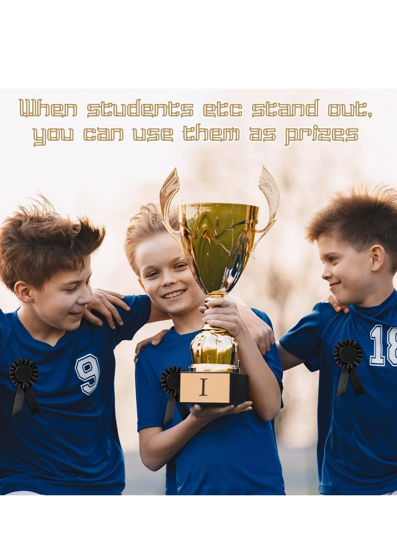 KASTWAVE 12 Pieces Blank Award Ribbons, 1st Place Rosette Ribbon Prize, Deluxe Recognition Ribbons for Competition, Sports Event, School, Contests (Black) - Image 3