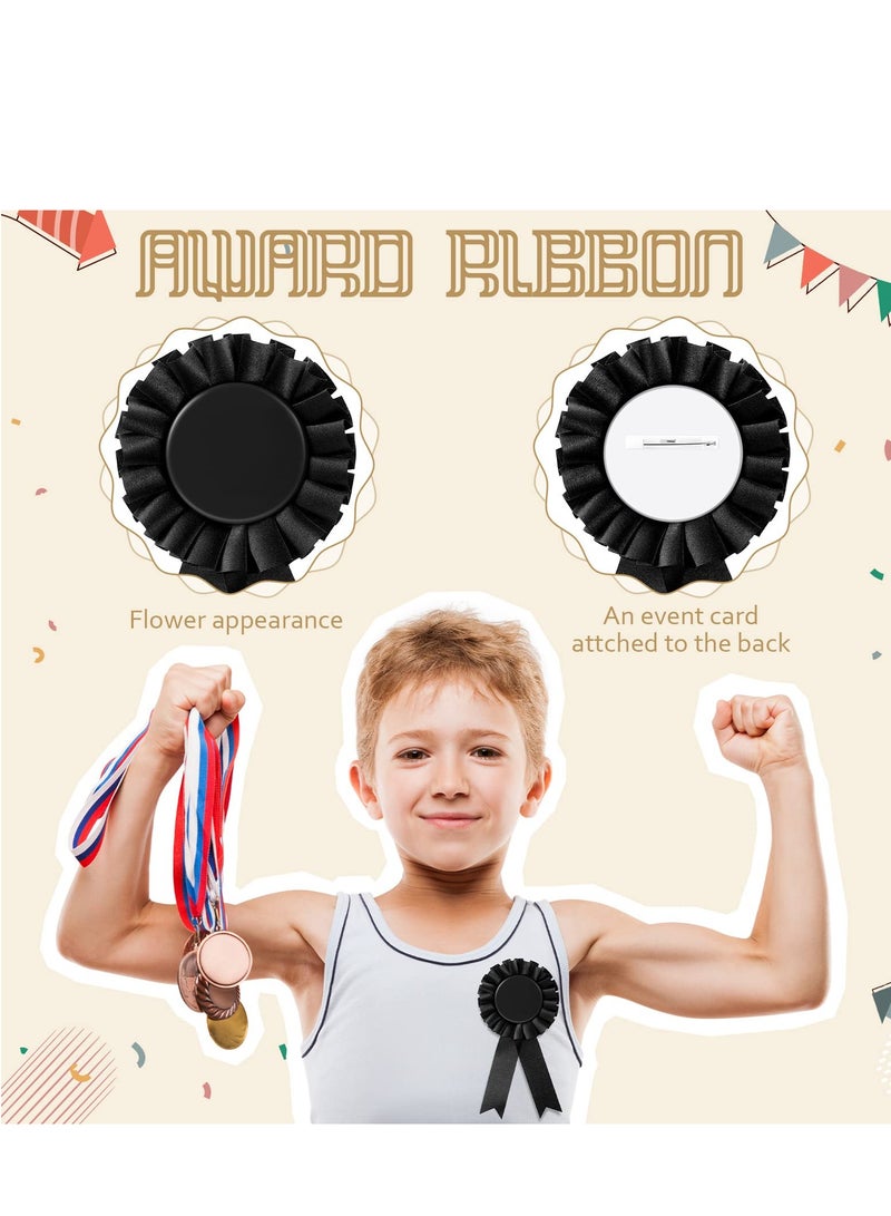 KASTWAVE 12 Pieces Blank Award Ribbons, 1st Place Rosette Ribbon Prize, Deluxe Recognition Ribbons for Competition, Sports Event, School, Contests (Black) - Image 2