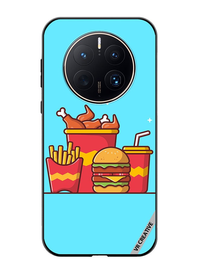 VR CREATIVE Protective Case Cover For Huawei Mate 50 Pro Burger With Fried Chicken, French Fries And Soda Cartoon Design Multicolour - Image 1