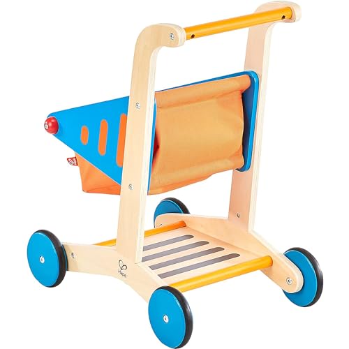 Hape Wooden Shopping Cart Pretend Play Toy Sturdy Wooden Grocery Cart Toy for Kids - Image 3