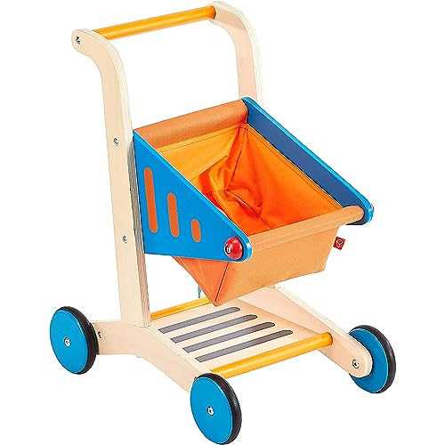 Hape Wooden Shopping Cart Pretend Play Toy Sturdy Wooden Grocery Cart Toy for Kids - Image 1