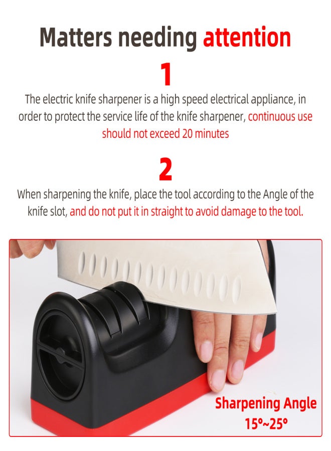 TAIDEA TG1904 Electric Knife Sharpener 2 Stage Kitchen Knives Sharpening System Low Noise USB Charging Quickly Sharpening for Straight Knives/ Serrated Knives/ Ceramic Knives and More - Image 3