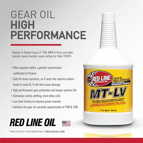 Red Line زيت جير كامل الاصطناعي عالي الأداء Red Line 50604 MT-LV 70W/75W GL-4 لزيوت الجير اليدوية وناقل الحركة - 1 كوارت - Image 3