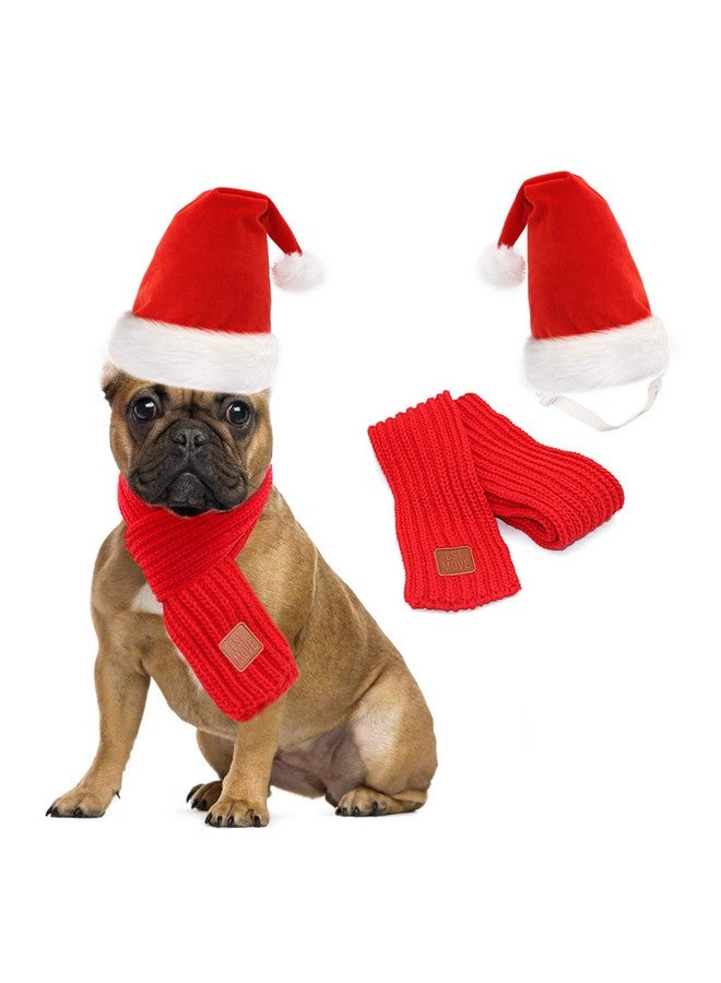 Rypet Dog Santa Hat and Scarf Christmas Dog Costumes Pet Santa hat Christmas Dogs Scarf for Small to Medium Dogs and Cats - Image 1