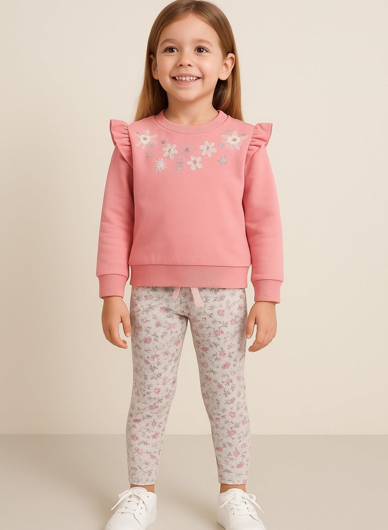 Dirkje Girls Floral Sweatshirt & Joggers Set - Image 1