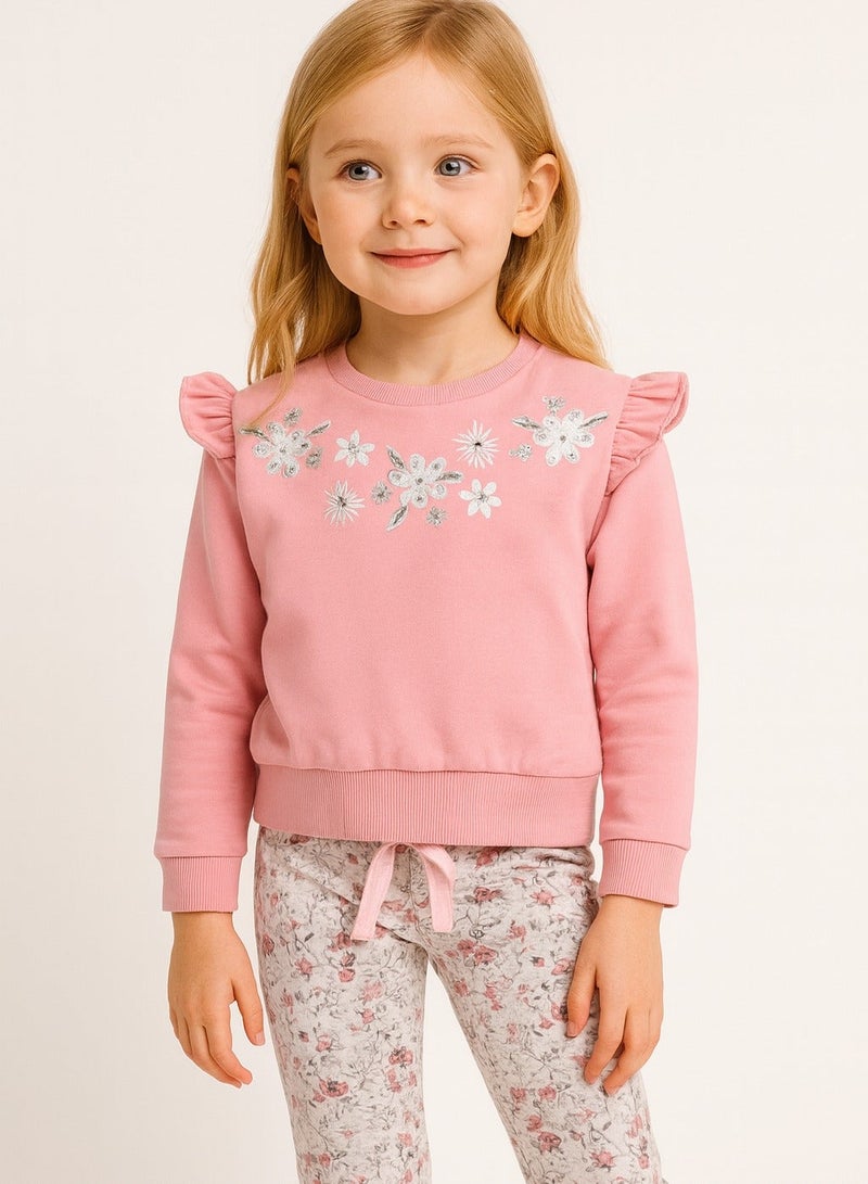 Dirkje Girls Floral Sweatshirt & Joggers Set - Image 2
