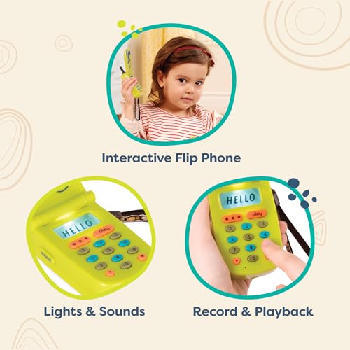 B. toys – Hellophone Lime – Interactive Pretend Toy Cellphone for Kids with Lights, Sounds, Tunes, Message Recording Function – Fun-Filled Educational Entertainment – 10+ Months - Image 5
