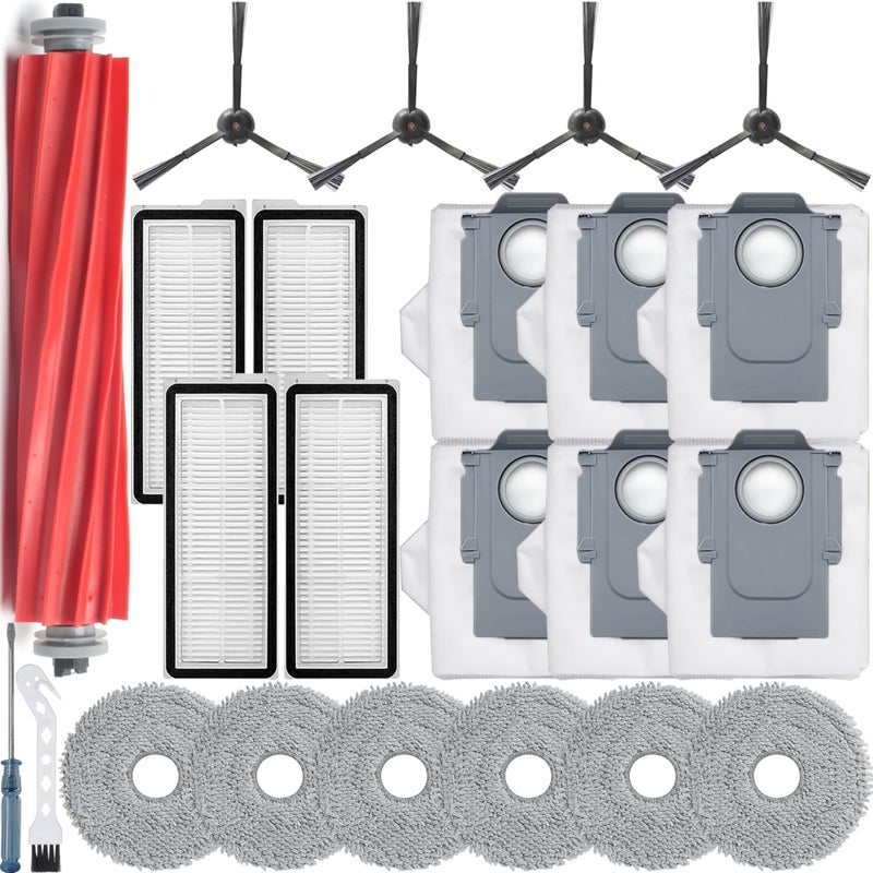 Bluearks 19Pcs Replacement Parts for Roborock Q Revo S/Qrevo Pro/Qrevo Plusã€Not for Qrevoã€‘ Qrevo Vacuum Cleaner Accessories Kit,1 Main Brush 4 Mop Pads 4 Side Brush 4 Hepa Filters 6 Vacuum Bags - Image 1