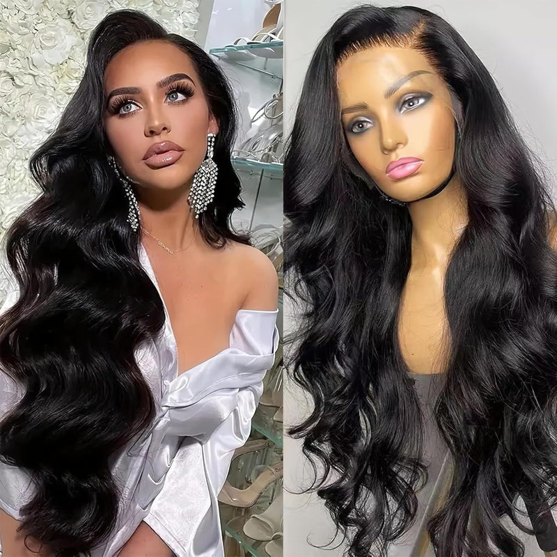 AUOCATTAIL 13x4 Body Wave Lace Front Wigs Pre Plucked Pre Cut 180 Density Glueless Wigs Natural Looking Synthetic Heat Resistant Fiber Wig for Daily Party Use 30 Inch