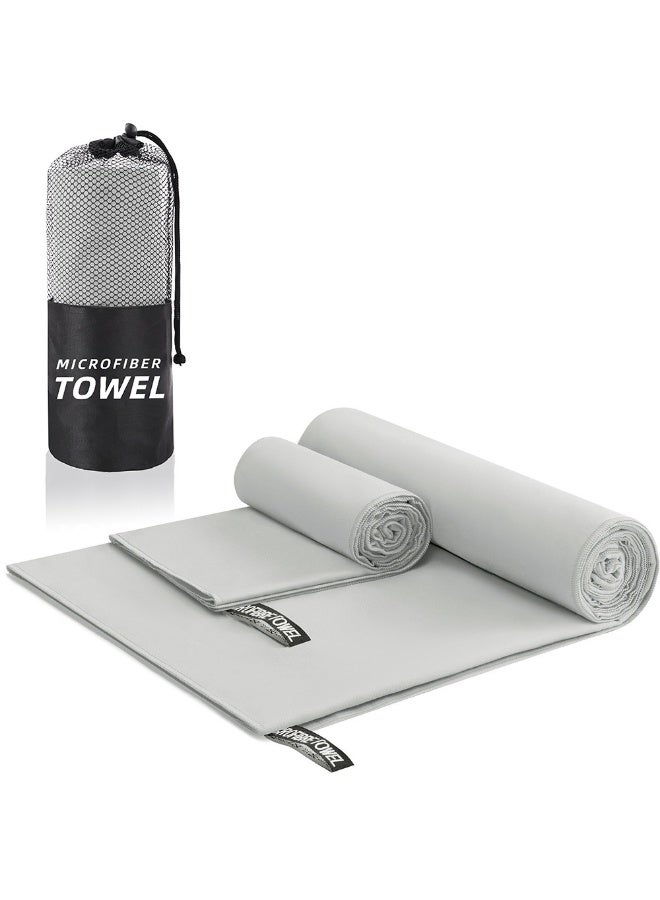 2 Packs Microfiber Sports Towels Quick Dry Towel for Beach, Gym, Sports, Yoga & Swim Use （40 x 80cm+76 x 15cm）