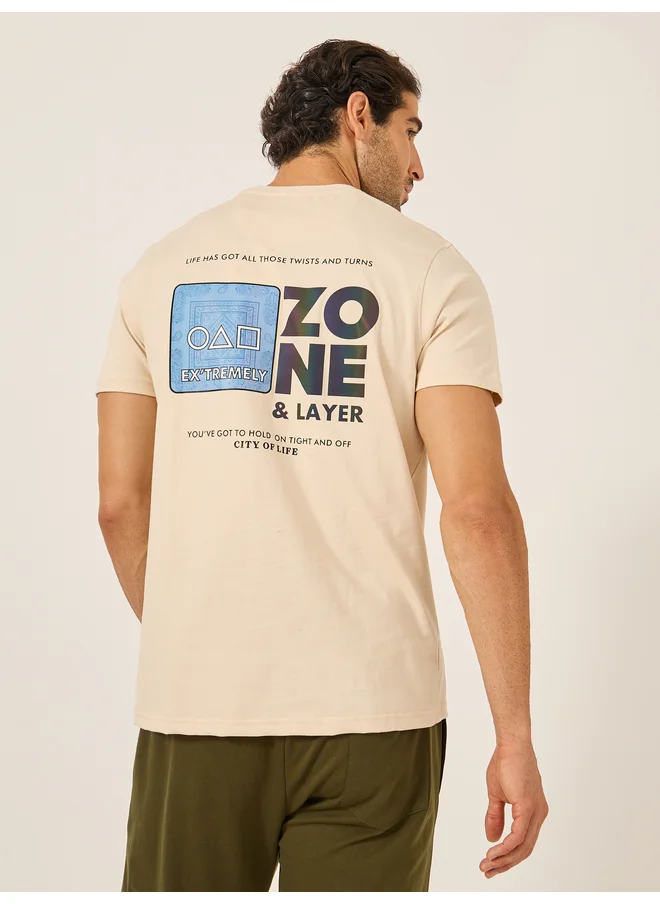 فورت كولينز Fort Collins Men Graphic Printed Crew Neck T-Shirt