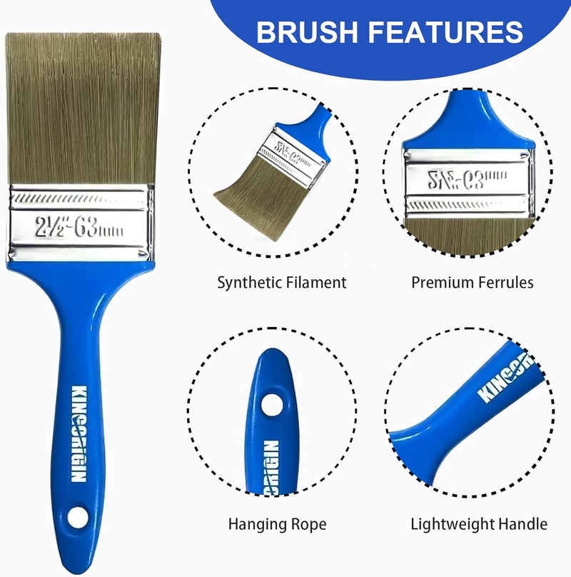 KingOrigin Paint Brush Set, 10 Pack Paint Brush, Chip Brush (0.5" 1" 1.5" 2" 2.5”), Small Paint Brushes Bulk, Paint Brushes for Walls and Home Decor - Image 3