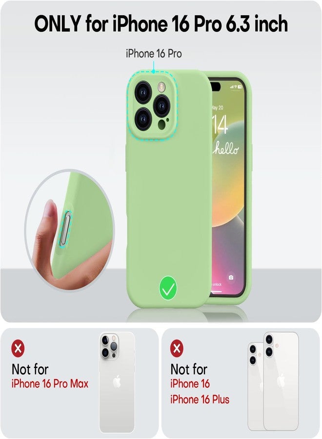 Vooii Compatible with iPhone 16 Pro Case, Liquid Silicone Upgrade [Camera Protection] [Soft Anti-Scratch Microfiber Lining] Shockproof Phone Case for iPhone 16 Pro 6.3 inch - Matcha - Image 5
