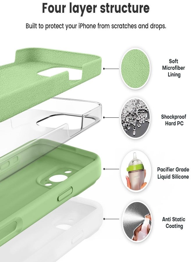 Vooii Compatible with iPhone 16 Pro Case, Liquid Silicone Upgrade [Camera Protection] [Soft Anti-Scratch Microfiber Lining] Shockproof Phone Case for iPhone 16 Pro 6.3 inch - Matcha - Image 2