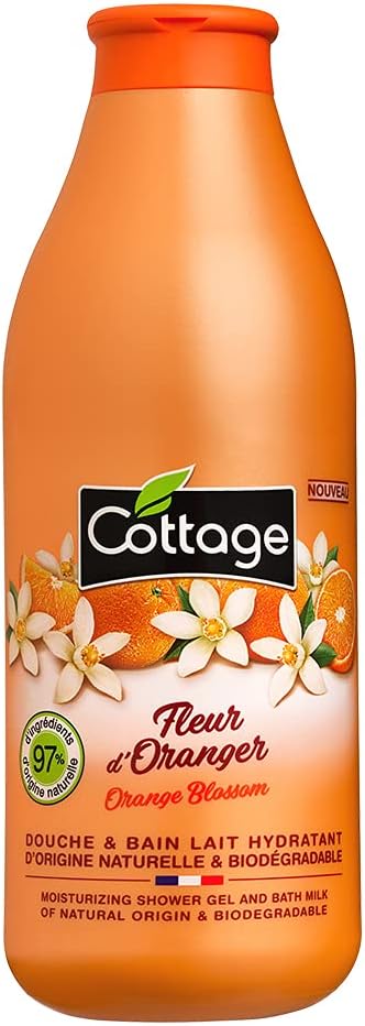 Cottage Moisturising Shower Gel Bath Milk 97 Natural Ingredients pH Neutral Dermatologically Tested Hydrating Body Wash with Orange Blossom Fragrance Nourishing Soothing for Dry Skin 750ml