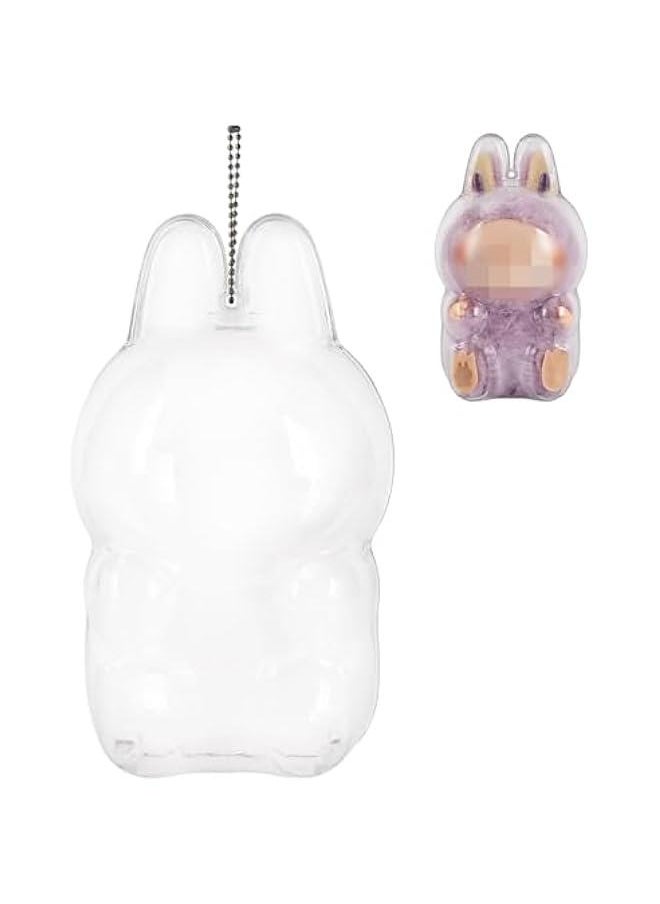 Arabest Clear Figure Display Case for Popmart Labubu, Doll Accessories for Labubu with Keychain, Display Cover Case for Sitting Figures (Sitting)  - Image 1