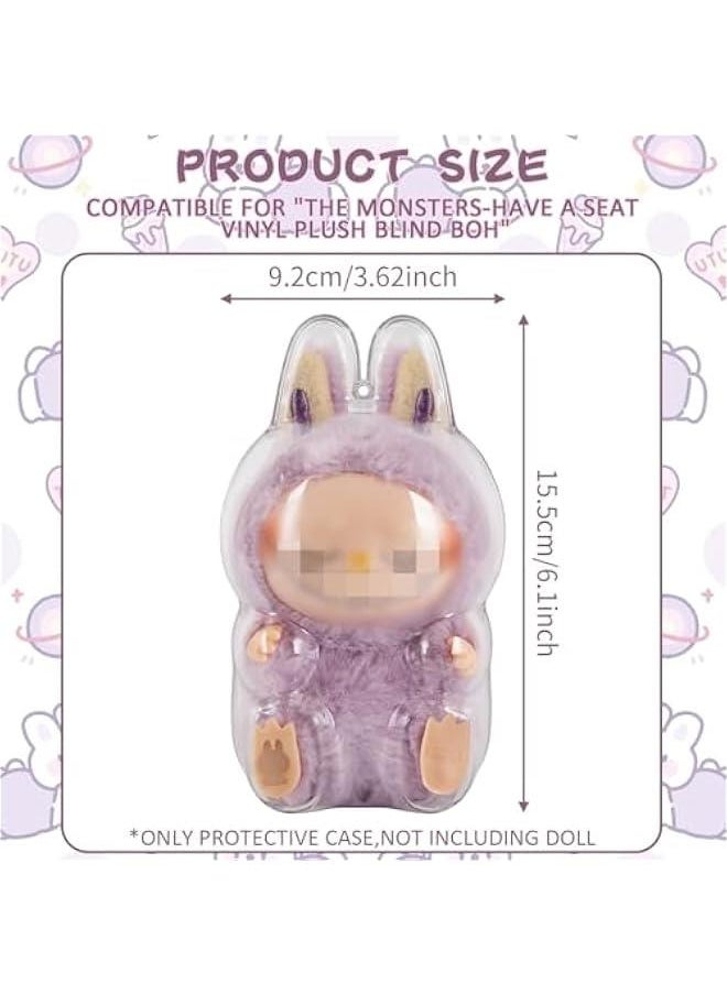 Arabest Clear Figure Display Case for Popmart Labubu, Doll Accessories for Labubu with Keychain, Display Cover Case for Sitting Figures (Sitting)  - Image 2