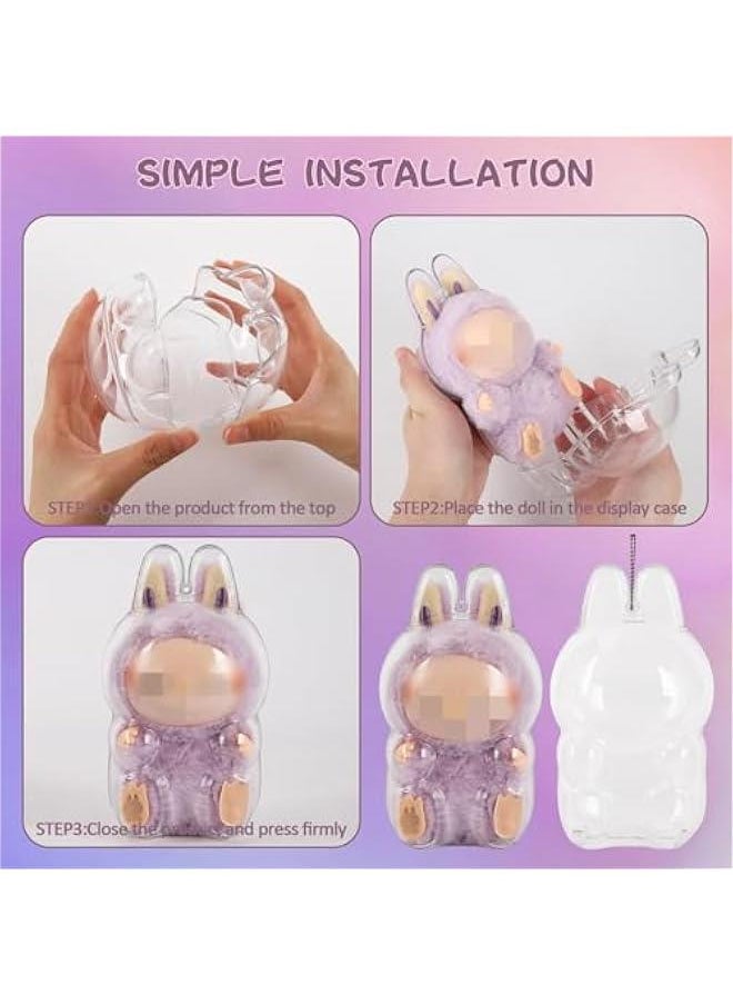 Arabest Clear Figure Display Case for Popmart Labubu, Doll Accessories for Labubu with Keychain, Display Cover Case for Sitting Figures (Sitting)  - Image 4