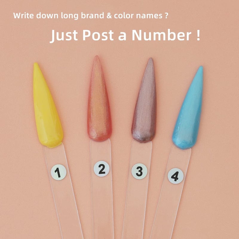 VUOJUR 50pcs Nail Swatch Sticks with Number Stickers Nail Color Display Stiletto Tips Clear Nail Sample Sticks with Ring Practice Nail Tips Nail Supplies for Nail Techs Professional Nail Salon - Image 5