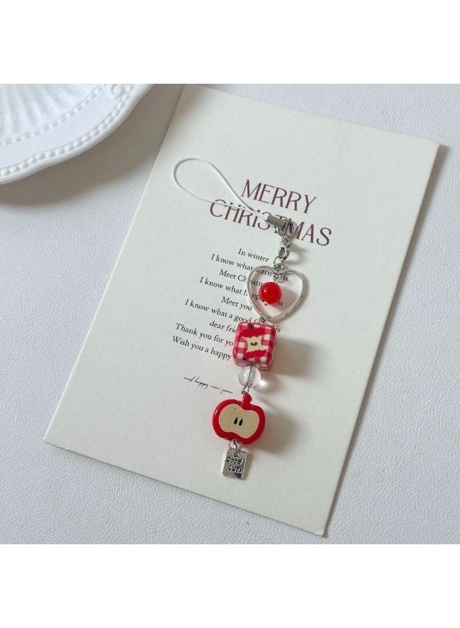 NIBEMINENT Beaded Phone Lanyard, Anti Lost Removable Wrist Strap, Adorable And Sweet Bracelet Pendant, Phone Keychain Lanyard