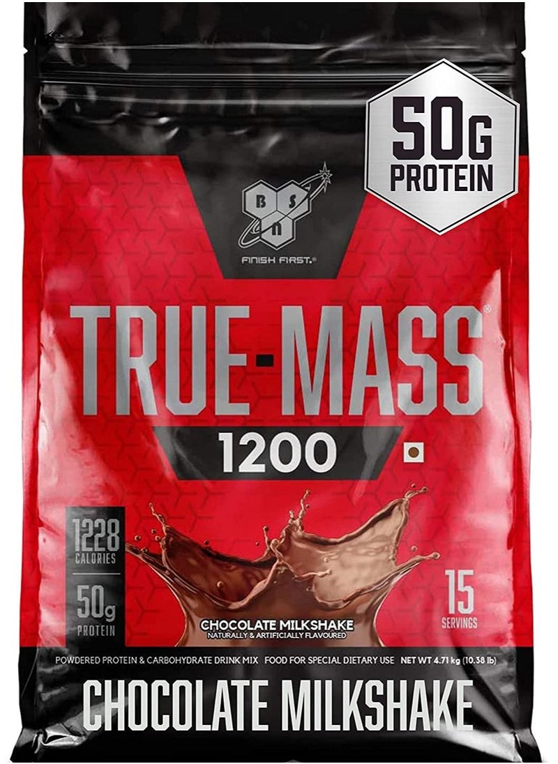 BSN - TRUE-MASS Weight Gainer, Muscle Mass Gainer Protein Powder, Chocolate Milkshake, 4.71 Kgs (10.38 Pound) - Image 1