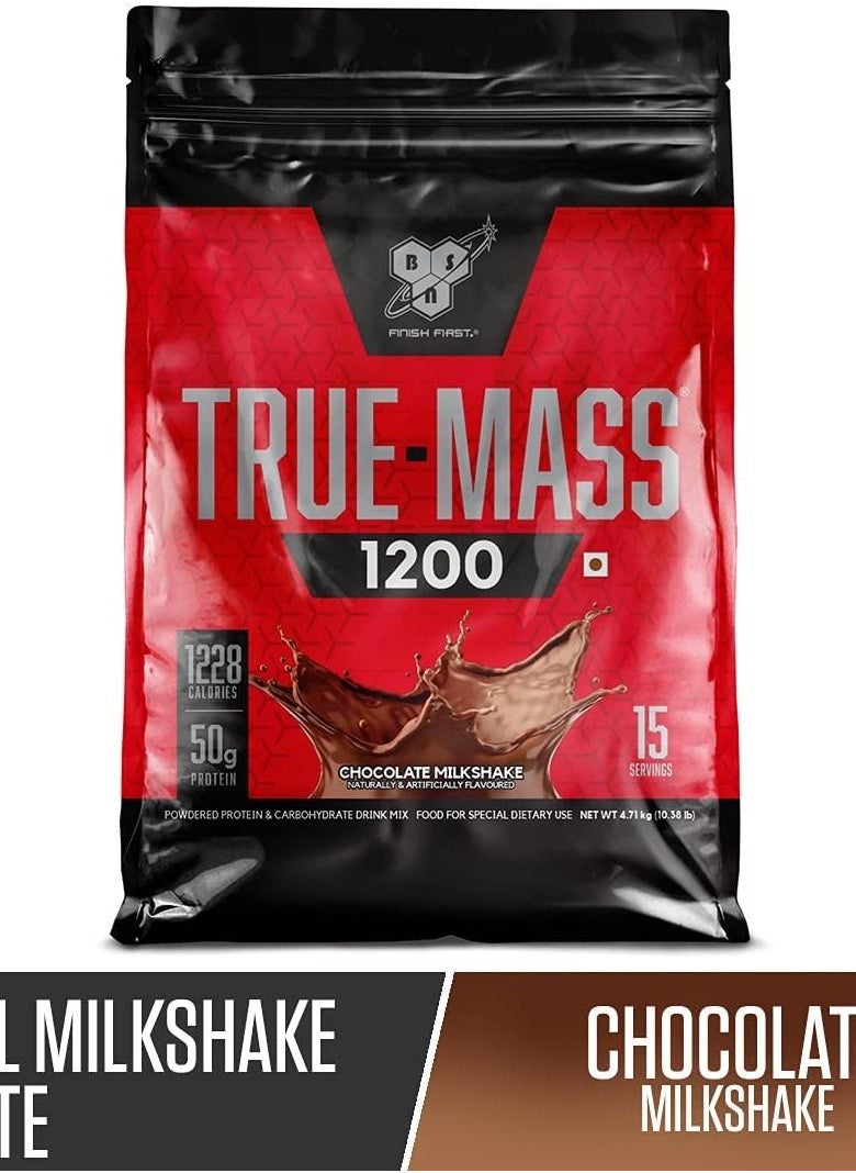 BSN - TRUE-MASS Weight Gainer, Muscle Mass Gainer Protein Powder, Chocolate Milkshake, 4.71 Kgs (10.38 Pound) - Image 1
