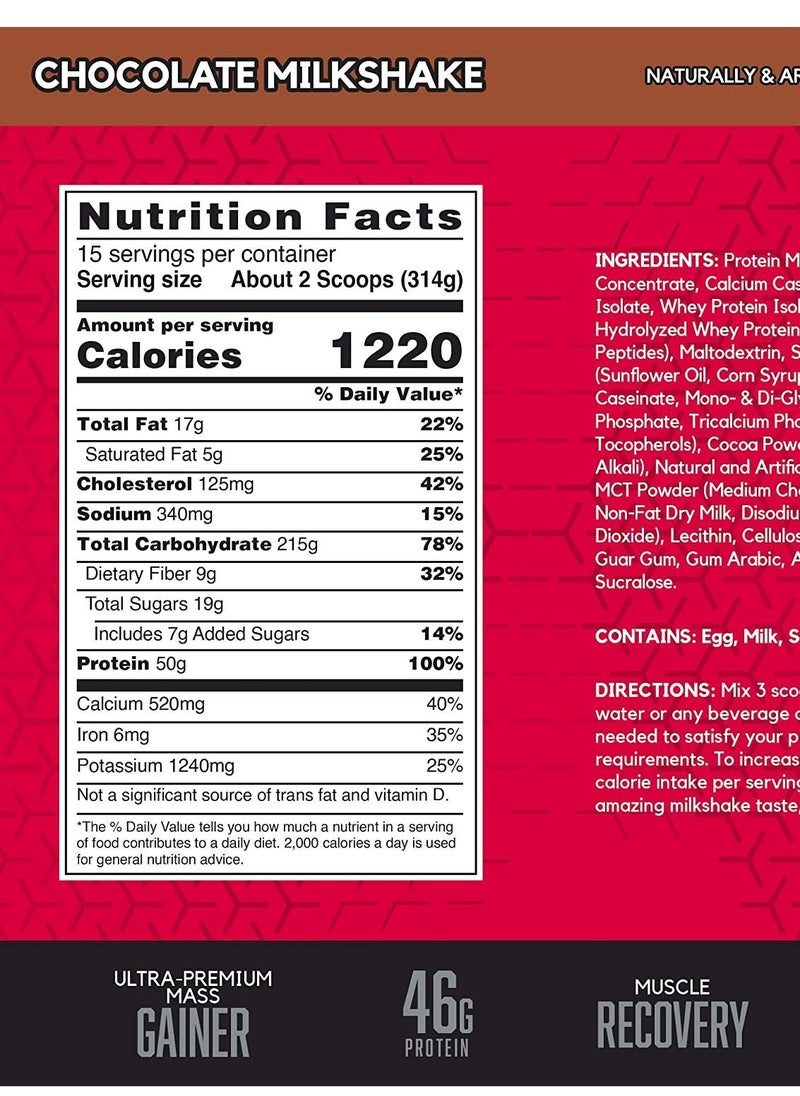 BSN - TRUE-MASS Weight Gainer, Muscle Mass Gainer Protein Powder, Chocolate Milkshake, 4.71 Kgs (10.38 Pound) - Image 1