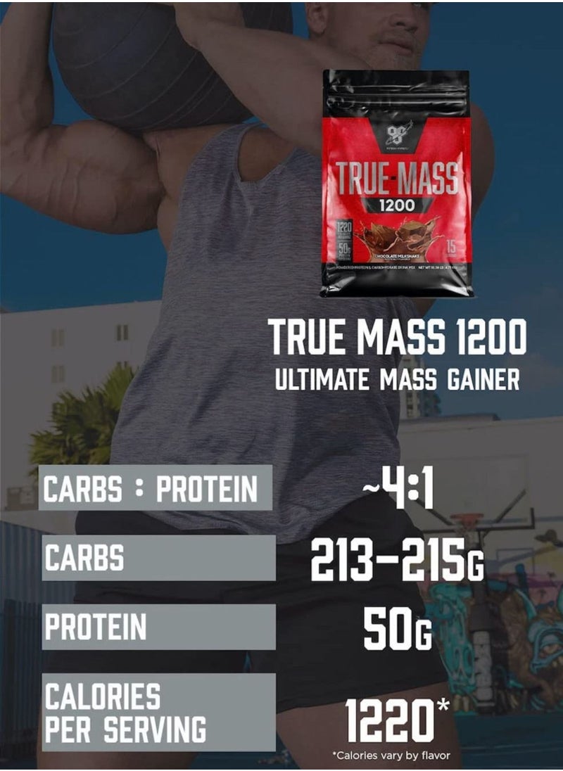 BSN - TRUE-MASS Weight Gainer, Muscle Mass Gainer Protein Powder, Chocolate Milkshake, 4.71 Kgs (10.38 Pound) - Image 1