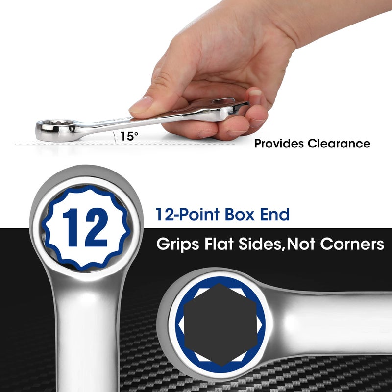 WORKPRO 12-piece Stubby Wrench Set, Metric 8-19mm, Cr-V Steel, Small Combination Wrenches Set with Premium Storage Case - Image 4