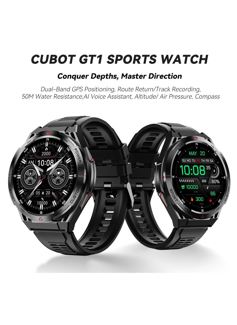 Cubot Rugged Smart Watch for Men 1.43" AMOLED Screen 13.2mm thickness Round Dial 100+ Sports Mode/Health Fitness Activity Tracker Waterproof Bluetooth Calling AI Voice Android/iOS Compatible 480mAh Battery-Black  - Image 2