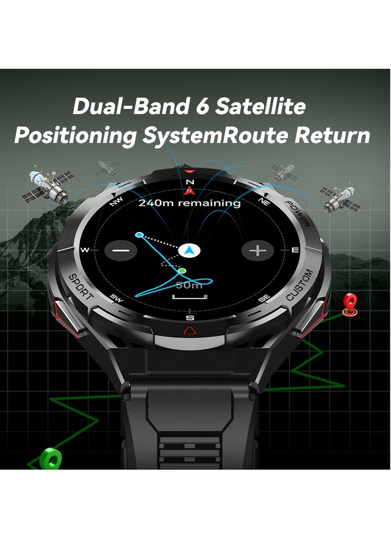 Cubot Rugged Smart Watch for Men 1.43" AMOLED Screen 13.2mm thickness Round Dial 100+ Sports Mode/Health Fitness Activity Tracker Waterproof Bluetooth Calling AI Voice Android/iOS Compatible 480mAh Battery-Black  - Image 3
