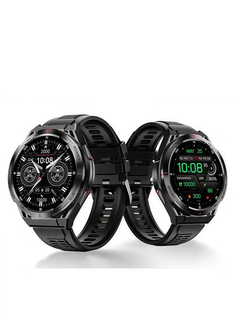 Cubot Rugged Smart Watch for Men 1.43" AMOLED Screen 13.2mm thickness Round Dial 100+ Sports Mode/Health Fitness Activity Tracker Waterproof Bluetooth Calling AI Voice Android/iOS Compatible 480mAh Battery-Black  - Image 1