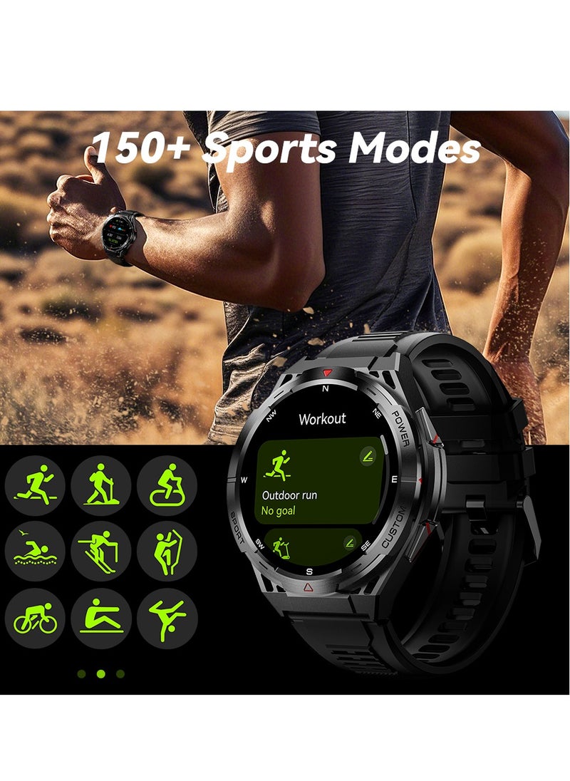 Cubot Rugged Smart Watch for Men 1.43" AMOLED Screen 13.2mm thickness Round Dial 100+ Sports Mode/Health Fitness Activity Tracker Waterproof Bluetooth Calling AI Voice Android/iOS Compatible 480mAh Battery-Black  - Image 5