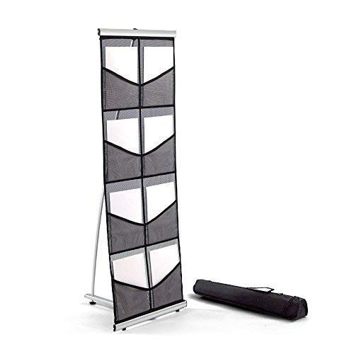 Vispronet Mesh Brochure Holder - 1.8ft x 4.6ft Portable Literature Stand with 4 Pockets & Carrying Bag, Collapsible Literature Rack For Businesses, Standing Brochure Holder, Vendor Booth Supplies - Image 1