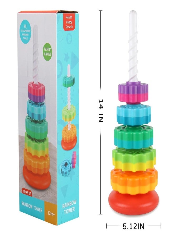Sukan Tex Stacking Toy Set with Colorful Textured Rings, Spiral Rod, Educational Sensory Play, Multi-Color - Image 3