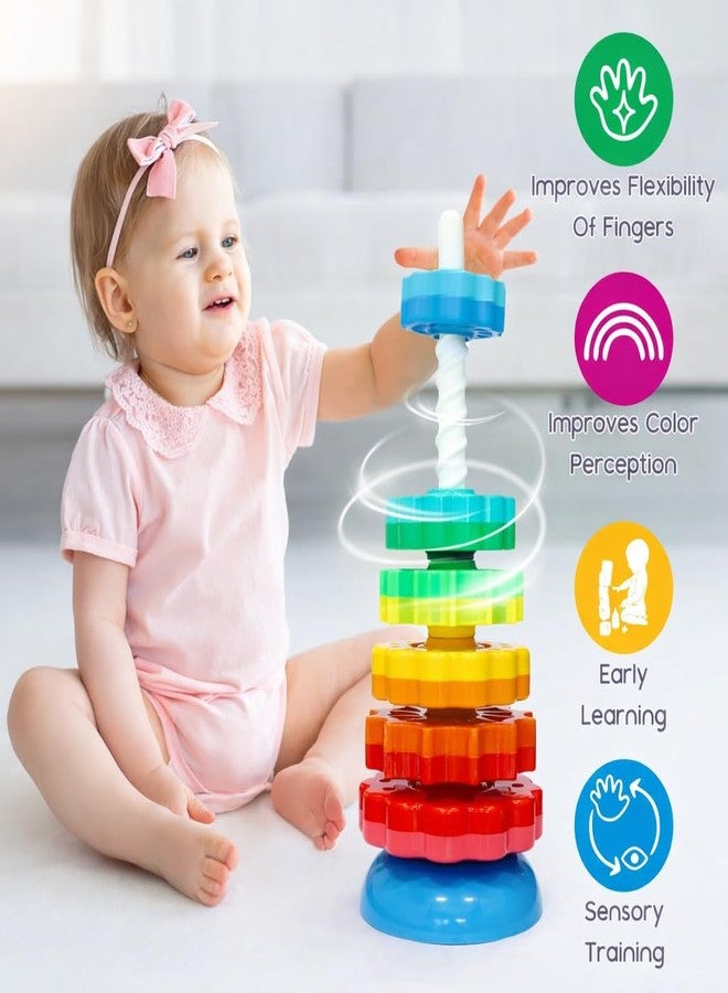 Sukan Tex Stacking Toy Set with Colorful Textured Rings, Spiral Rod, Educational Sensory Play, Multi-Color - Image 4