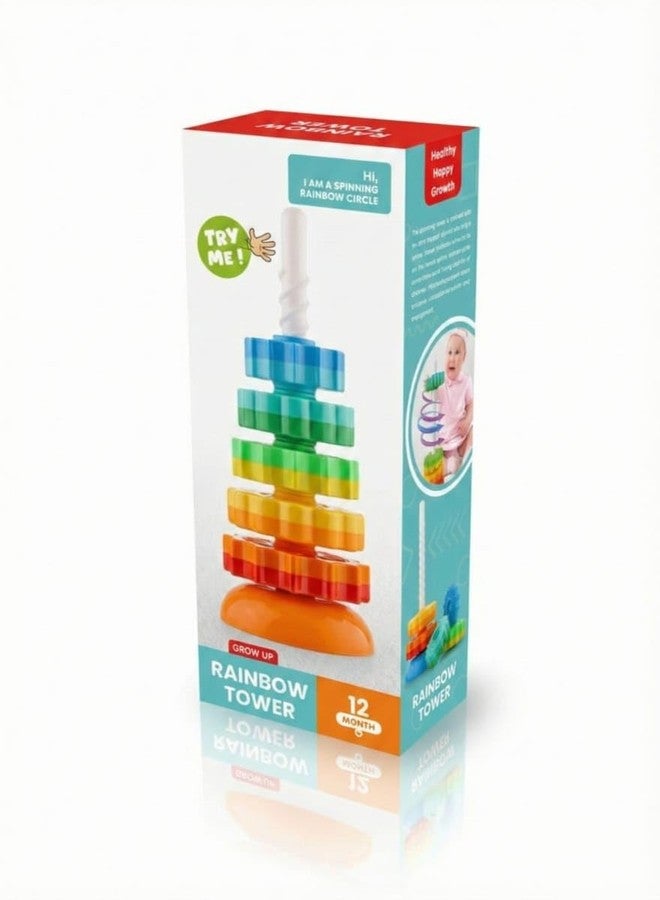 Sukan Tex Stacking Toy Set with Colorful Textured Rings, Spiral Rod, Educational Sensory Play, Multi-Color - Image 2