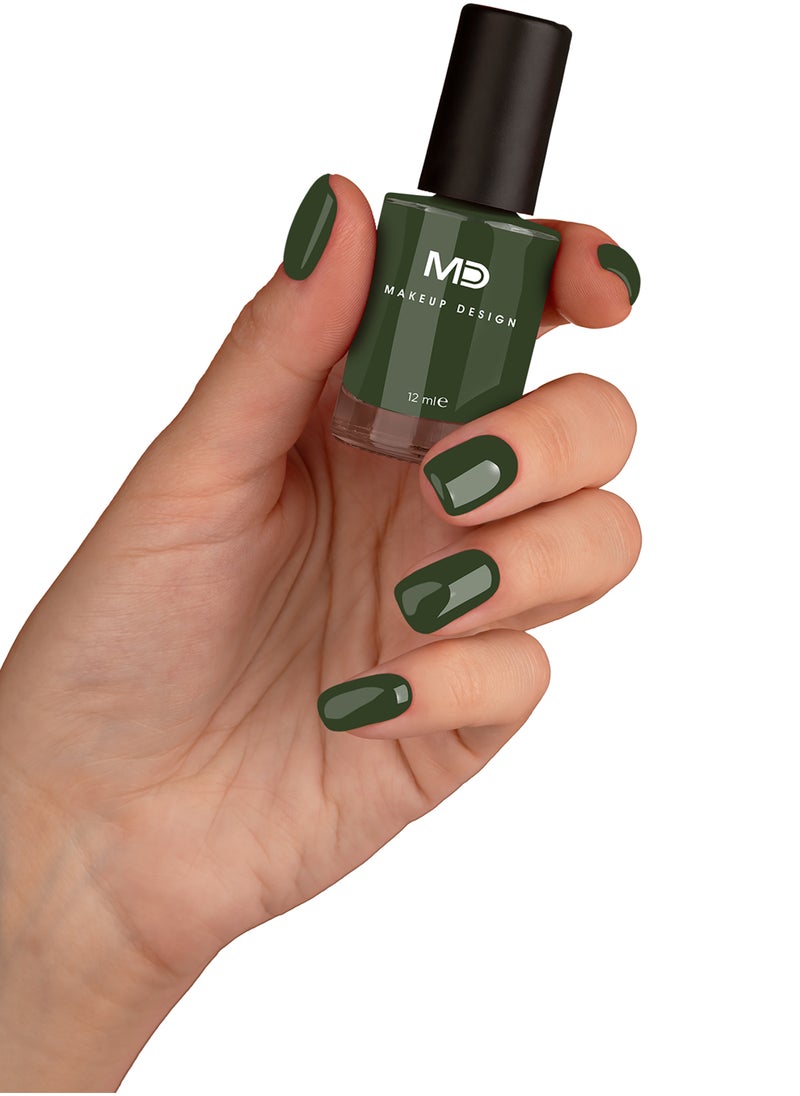 MD MAKE UP DESIGN MD European Nail Polish CACTUS, Dark Green 202, 12 ml  - Image 2
