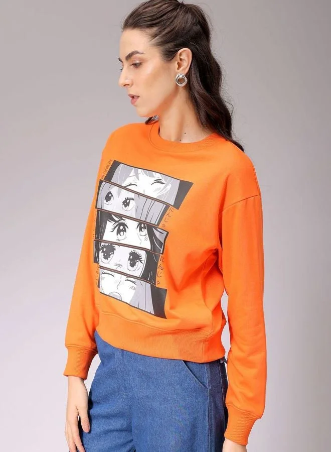 Freehand  Women Relaxed Fit Typography Printed Hooded Neck Long Sleeve Hooded Sweatshirt  | Best Price UAE