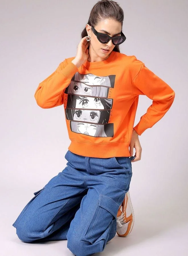 Freehand  Women Relaxed Fit Typography Printed Hooded Neck Long Sleeve Hooded Sweatshirt  | Best Price UAE