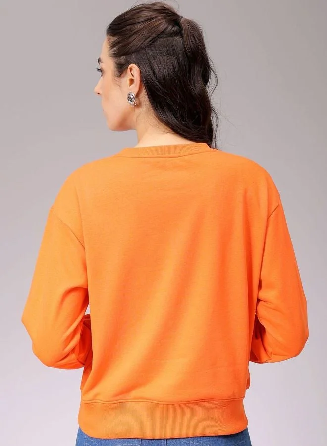 Freehand  Women Relaxed Fit Typography Printed Hooded Neck Long Sleeve Hooded Sweatshirt  | Best Price UAE